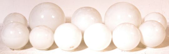 GROUP OF 10 VINTAGE 20TH CENTURY MILK GLASS LAMP SHADES