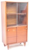 MID CENTURY TEAK WOOD PEDESTAL BOOKCASE DISPLAY CABINET