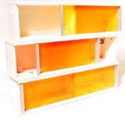 SET OF RETRO 1970'S FORMICA WHITE & ORANGE PLASTIC CABINETS