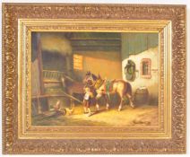 RETRO VINTAGE 1950S PORTRAIT FRAME OF A YOUNG BOY WITH A HORSE