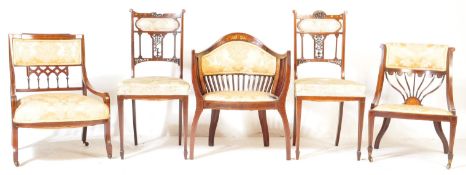 COLLECTION MARQUETRY & MAHOGANY INLAID SALON CHAIRS