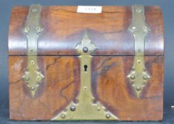 19TH CENTURY VICTORIAN WALNUT AND BRASS DOME TOP CASKET BOX