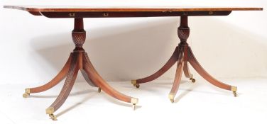LARGE REGENCY REVIVAL TWIN PEDESTAL DINING TABLE