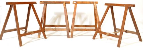 SET OF FOUR VINTAGE FOLDING TRESTLES