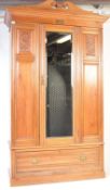 EDWARDIAN SATIN WALNUT SINGLE WARDROBE ARMOIRE