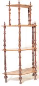VICTORIAN WALNUT & MARQUETRY INLAID ETAGERE WHATNOT