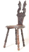 19TH CENTURY VICTORIAN CRAVED OAK WELSH SPINNING CHAIR