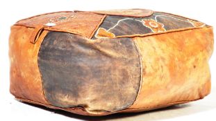 VINTAGE 20TH CENTURY LEATHER AND SNAKESKIN LEATHER POUFFE