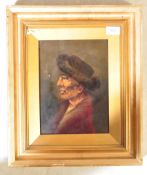 19TH CENTURY OIL ON BOARD PORTRAIT PAINTING OF AN ELDERLY GENTLEMAN