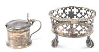 SILVER HALLMARKED MUSTARD POT & CRUET STAND