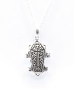 SILVER GOTHIC COFFIN & SKELETON PENDANT NECKLACE