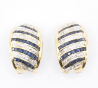 PAIR OF 18CT GOLD DIAMOND & SAPPHIRE EARRINGS