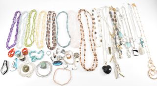 COLLECTION OF COSTUME & SILVER JEWELLERY