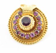 VICTORIAN 9CT GOLD & GARNET LOCKET BROOCH PIN