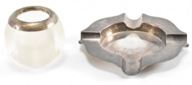 1930S SILVER HALLMARKED ASHTRAY & MATCH HOLDER