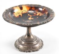 MAPPIN & WEBB SILVER & TORTOISE SHELL TAZZA PLATE