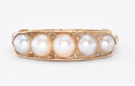 18CT GOLD & PEARL HALF HOOP RING