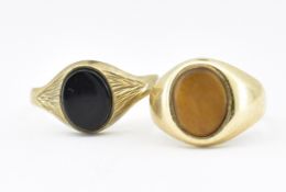 TWO HALLMARKED 9CT GOLD SIGNET RINGS