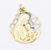 SELLIER FRENCH ART NOUVEAU 18CT GOLD MADONNA & CHILD PENDANT