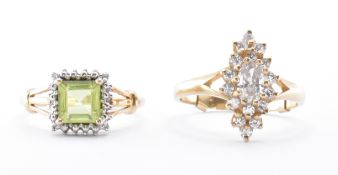TWO HALLMARKED 9CT GOLD GEM SET RINGS