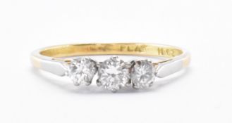 18CT GOLD & PLATINUM THREE STONE DIAMOND RING