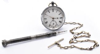 VICTORIAN SILVER HALLMARKED POCKET WATCH & PENCIL