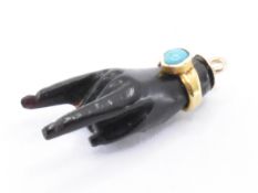 GEORGE IV GOLD & BLACK STONE FIGA HAND CHARM