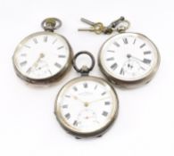 THREE SILVER POCKET WATCHES