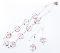 1930S VENETIAN MURANO WEDDING CAKE GLASS EARRINGS & NECKLACE PARURE