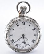1930S SILVER HALLMARKED HARRIS STONE OPEN FACE POCKET WATCH