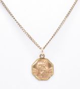 9CT GOLD ST CHRISTOPHER PENDANT NECKLACE