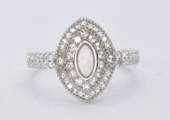 SILVER OPAL & CZ RING