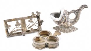 SILVER TABLE WARE INCLUDING DOLPHIN TABLE SALT & VICTORIAN CRUET STAND