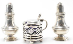 HALLMARKED SILVER VICTORIAN & MID CENTURY CONDIMENT CRUET ITEMS