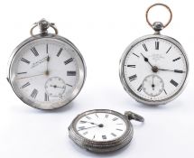 THREE VICTORIAN / EDWARDIAN SILVER CASED POCKET WATCHES