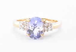 18CT GOLD ZOISITE & DIAMOND RING