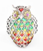 SILVER & PLIQUE A JOUR OWL RING
