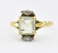 HALLMARKED 18CT GOLD BERYL & DIAMOND COCKTAIL RING