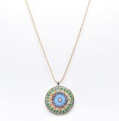18CT GOLD AND MILLEFIORI GLASS PENDANT