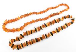 TWO VINTAGE AMBER BEAD NECKLACES