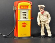 VINTAGE GERMAN MADE TINPLATE PETROL PUMP AND ATTENDANT