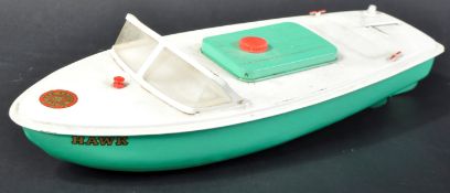 VINTAGE SUTCLIFFE MADE CLOCKWORK MOTOR BOAT ' HAWK '