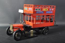 VINTAGE CARETTE STYLE TIN PLATE DOUBLE DECKER BUS