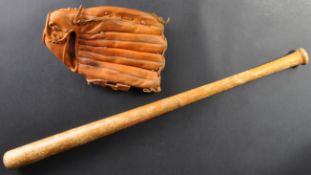 SPORTING - VINTAGE BASEBALL BAT & AMERICAN WILSON GLOVE