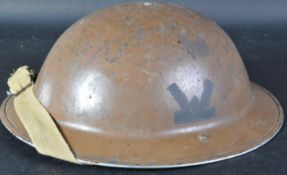 WWII SECOND WORLD WAR 1943 BRODIE HELMET WITH INSIGNIA