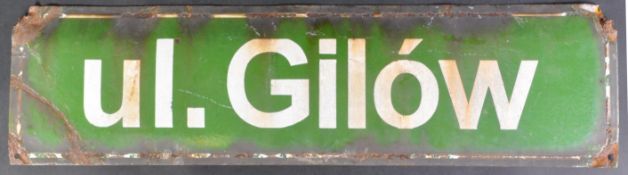 WWII INTEREST - ORIGINAL 1940S POLISH ENAMEL STREET / BORDER SIGN
