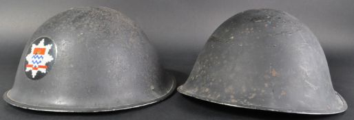 PAIR OF POST-WAR LONDON FIRE BRIGADE TURTLE STEEL HELMETS