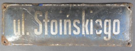 WWII INTEREST - ORIGINAL 1930S POLISH ENAMEL STREET / BORDER SIGN