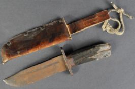 WWI FIRST WORLD WAR PERIOD HORN HANDLED BOWIE HUNTING KNIFE