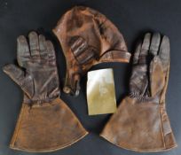 WWI FIRST WORLD WAR RFC FLYING CORPS HELMET & GLOVES